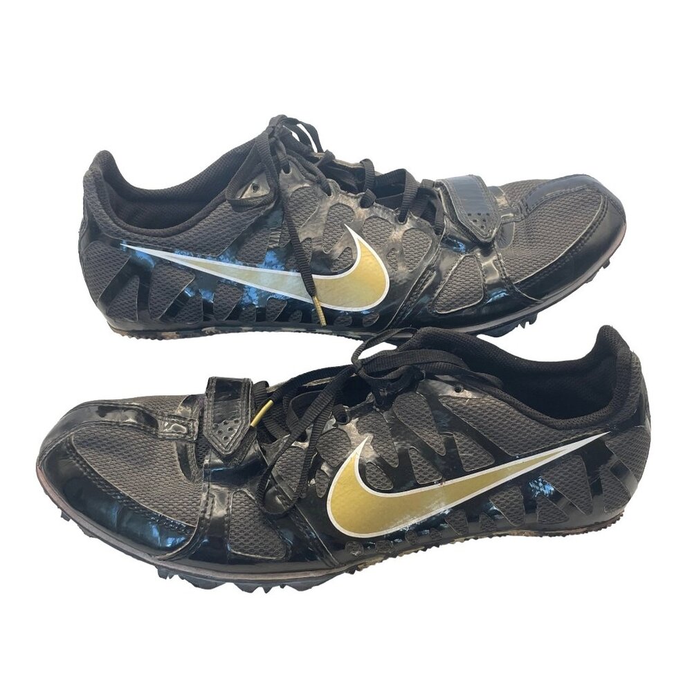 Nike Sprint Zoom Rival S Sprint Spikes Cleats Womens Size 9.5 Black Gold Track